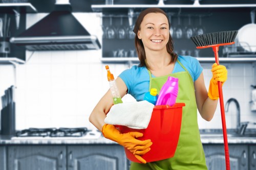 Professional office cleaning in a Belgravia workspace with reception and meeting areas