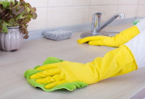 Professional cleaner preparing a Belgravia rental property for end of tenancy inspection