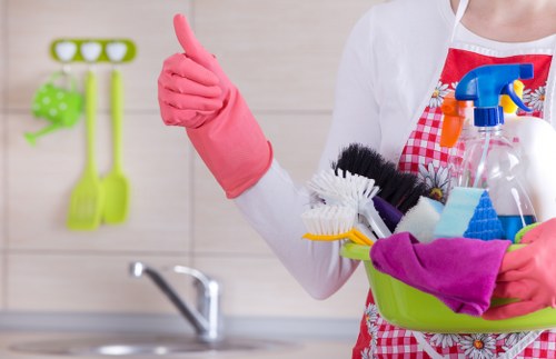 Local cleaning team working in a Belgravia property after building work
