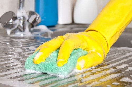 Soft washing a stone building exterior in central London